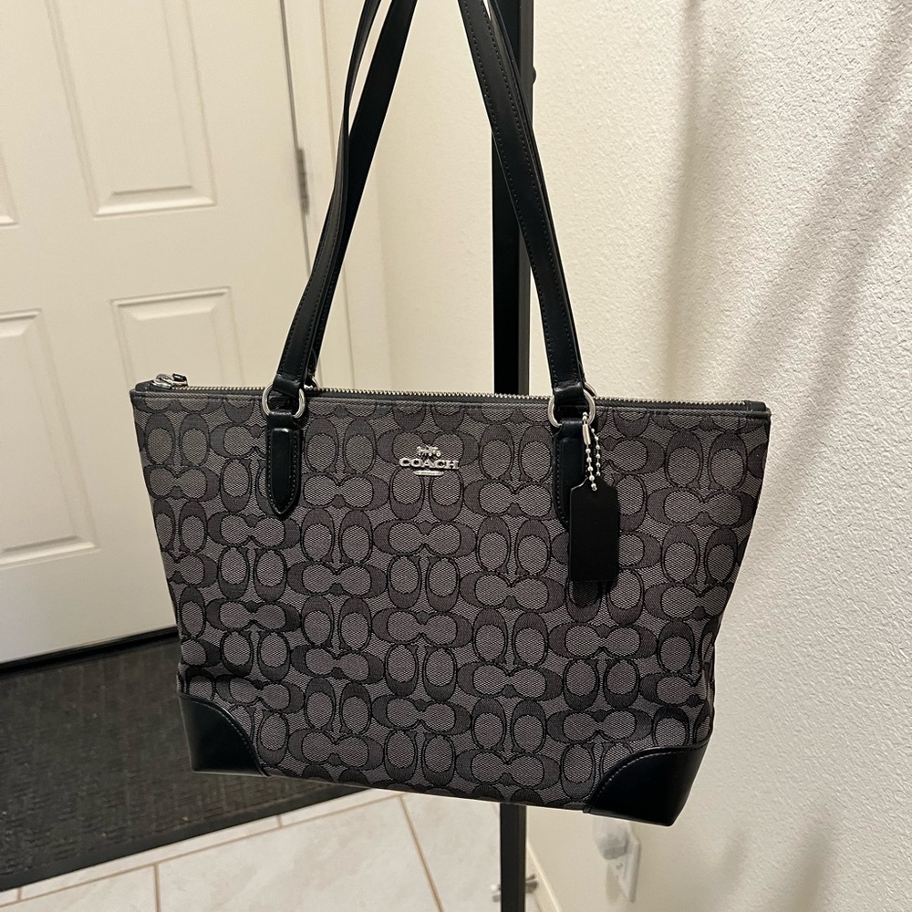Coach Signature Black and Gray Tote